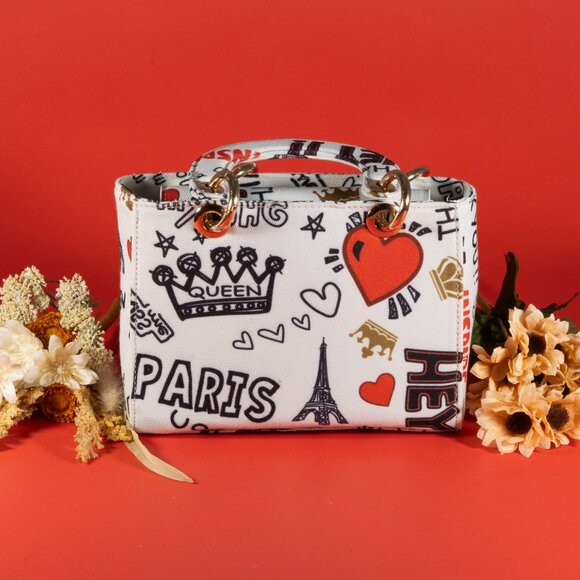 3 AM Forever Fashionnovab Graffiti Bag Clutches Color White - Picture 2 of 10